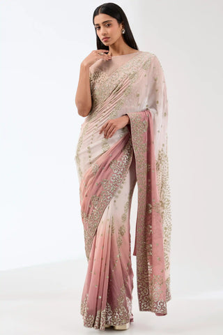 Nabia old rose pink saree set