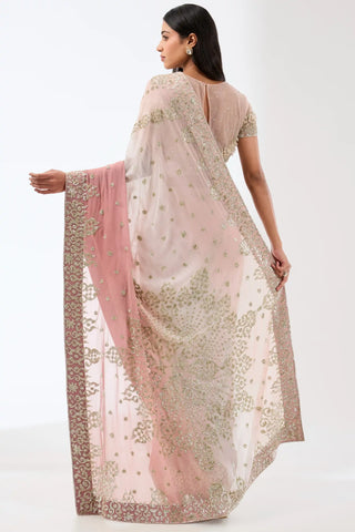 Nabia old rose pink saree set