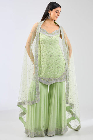 Green kurta gharara set