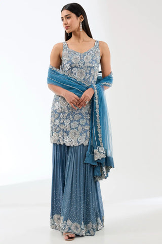 Ayat teal blue kurta and gharara set