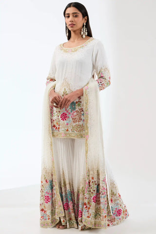 Ayat embroidered ivory kurta and sharara set