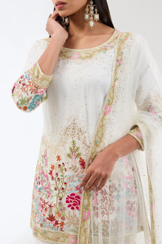 Ayat embroidered ivory kurta and sharara set