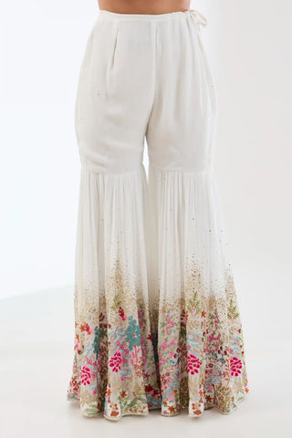 Ayat embroidered ivory kurta and sharara set