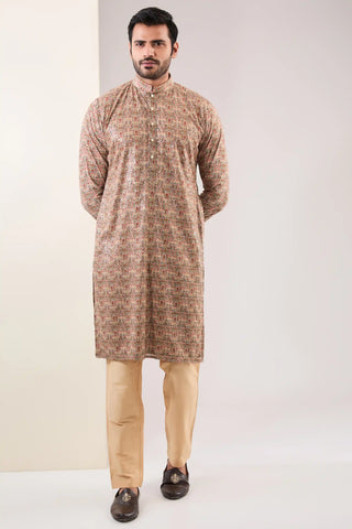 Pale peach georgette kurta and pants