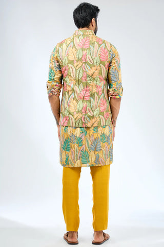 Multicolor sequin work kurta with bundi and pant