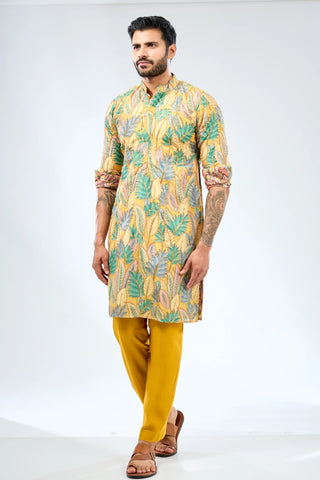 Multicolor sequin work kurta with bundi and pant