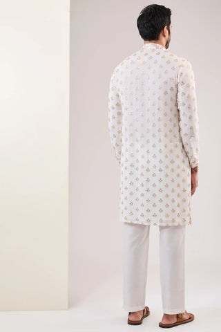 Off-white georgette sequin kurta and pants