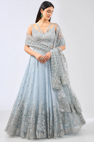 Blue embroidered lehenga set