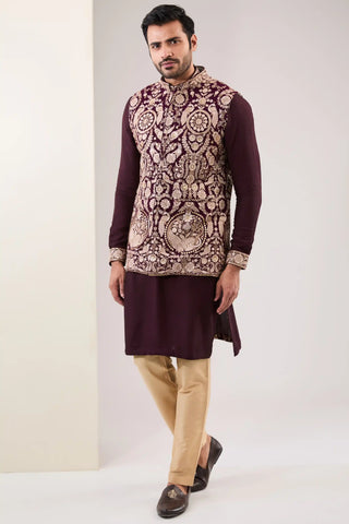 Ox blood georgette bandi and kurta set