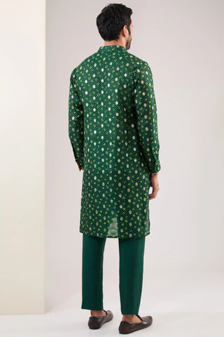 Emerald green bandhani kurta and pants