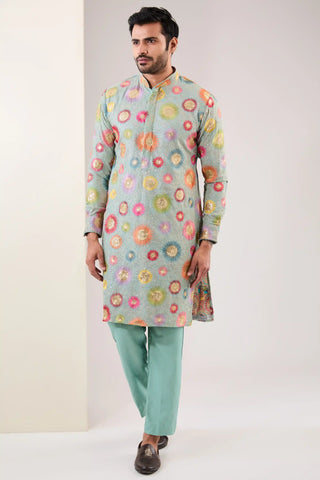 Aqua georgette kurta and pants