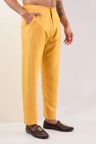 Yellow georgette sequin kurta and pants