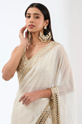 Sairra ivory draped skirt saree and blouse