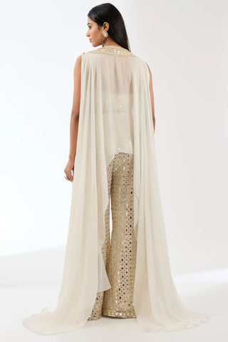 Rabia ivory cape and palazzo set