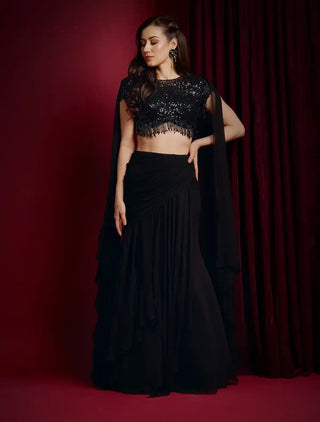 Black glitter skirt and net top