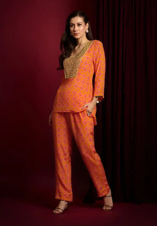 Mai tai saffron embroidered top and pants