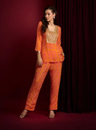 Mai tai saffron embroidered top and pants