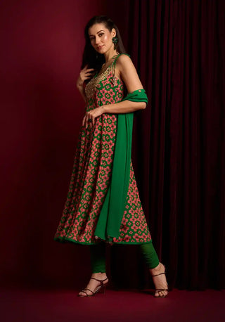 Martini forest green anarkali set