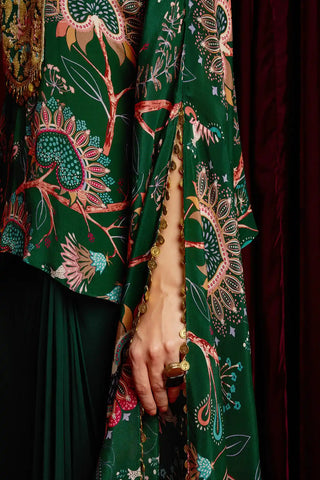 Belinni dark green kaftan and embroidered skirt