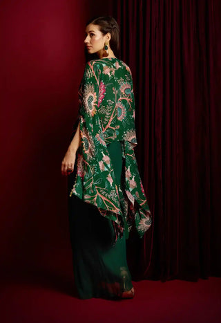 Belinni dark green kaftan and embroidered skirt