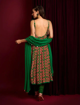 Martini forest green anarkali set