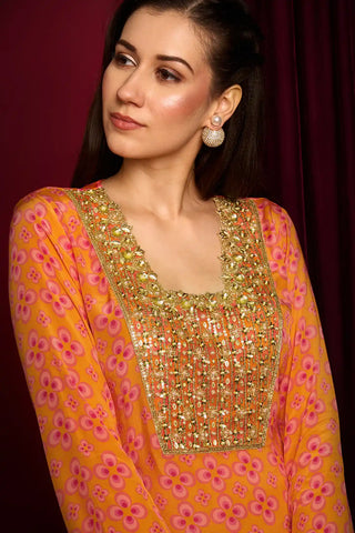 Mai tai saffron embroidered top and pants