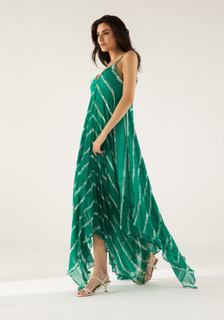 Emerald green advika cami asymmetric dress green