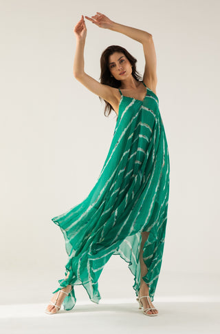 Emerald green advika cami asymmetric dress green