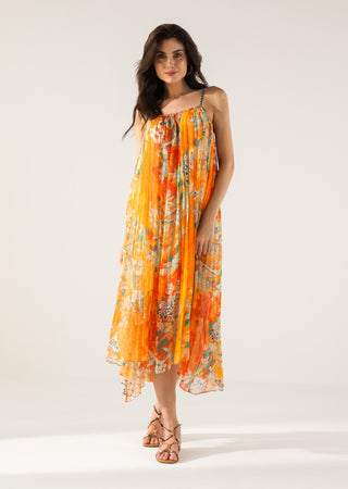 Orange vaani cami midi dress