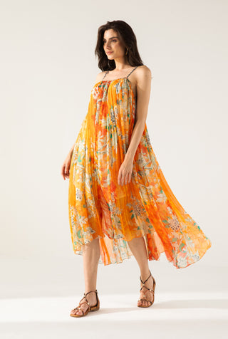 Orange vaani cami midi dress