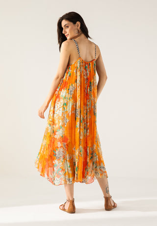 Orange vaani cami midi dress