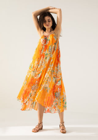 Orange vaani cami midi dress