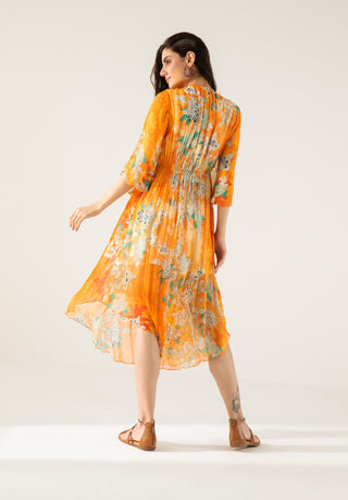 Orange vaani v-neck midi dress