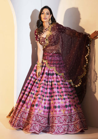 Gia maroon multicolor lehenga set