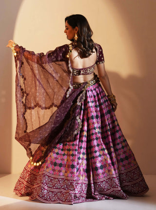 Gia maroon multicolor lehenga set