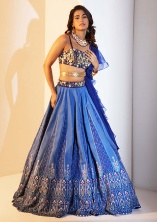 Trisha blue printed lehenga set