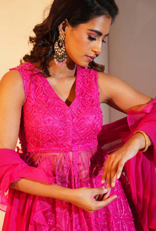 Tahisha hot pink kurta and sharara set