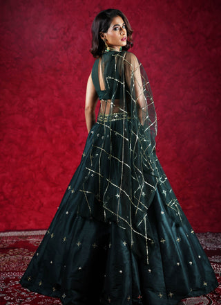 Jeeva dark green lehenga set