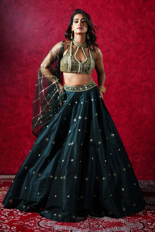 Jeeva dark green lehenga set