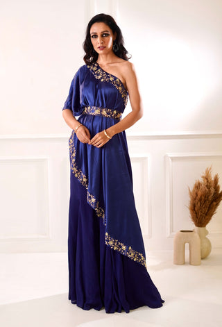 Sehar navy amber cape and sharara set