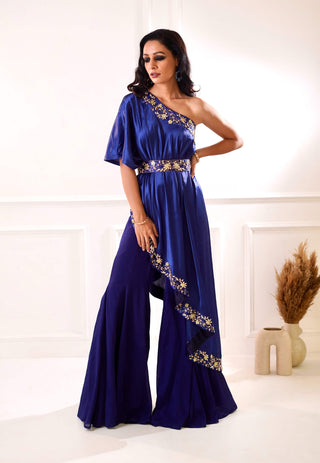 Sehar navy amber cape and sharara set