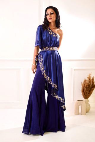 Sehar navy amber cape and sharara set