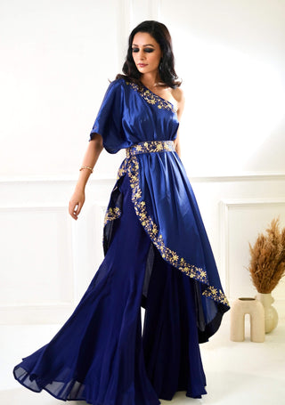 Sehar navy amber cape and sharara set