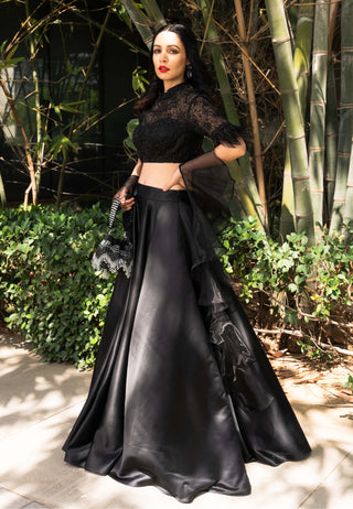 Maheem black lehenga set