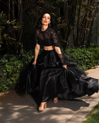 Maheem black lehenga set