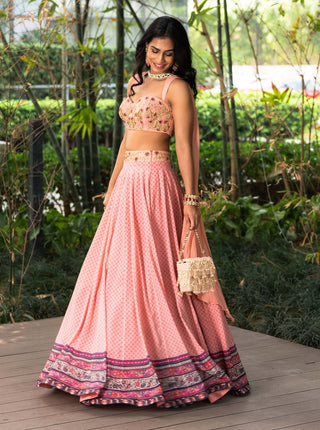 Tori salmon pink lehenga set