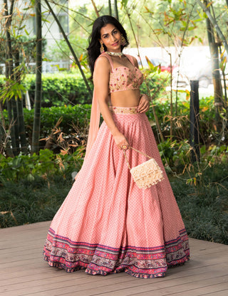 Tori salmon pink lehenga set