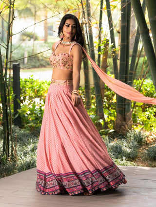 Tori salmon pink lehenga set