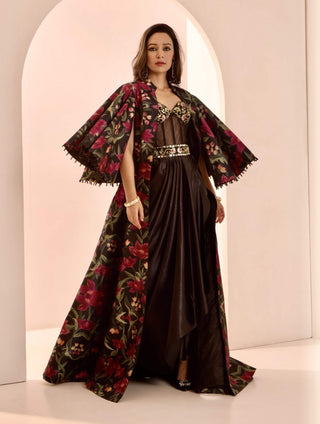 Zor black jacket and gown set