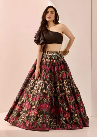 Kayaa black floral lehenga and blouse